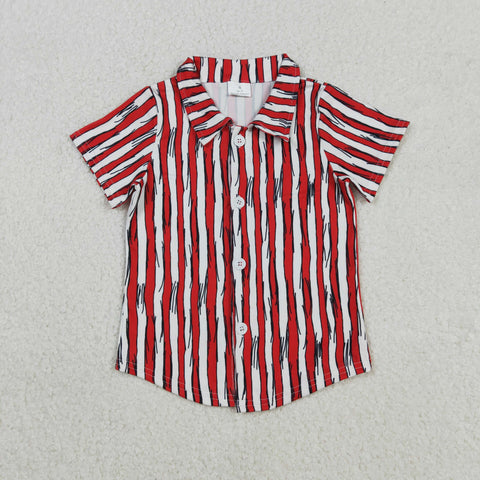 BT1462   toddler boy clothes Red Stripes boy Dr. Su summer top shirt