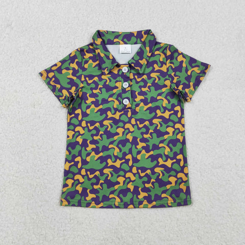 BT1498  toddler boy clothes camo boy mardi gras top shirt