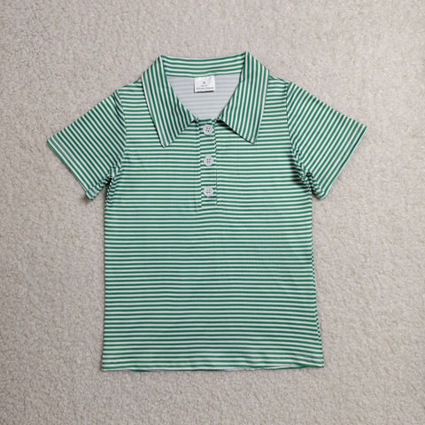 BT1832 toddler boy clothes green stripes print boy summer top shirt