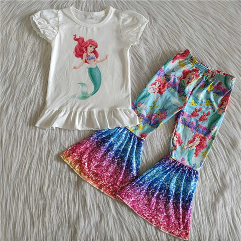 C12-10 Girl White Cartoon Colorful Sequin Outfit-promotion 2024.6.15