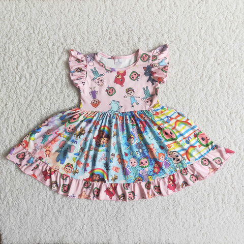 Promotion $5.5/set pink short sleeve girls dress