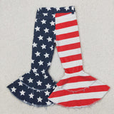 C3-14 Girl Striped & Stars Patchwork Bell Bottom Jeans