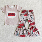 Promotion $5.5/set no MOQ RTS gray short sleeve shirt and pants girls outfits