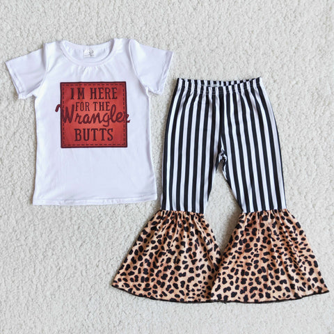 Promotion $5.5/set no MOQ RTS white short sleeve shirt and pants girls outfits