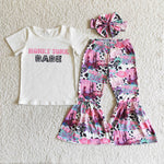 Promotion $5.5/set no MOQ RTS white short sleeve shirt and pants girls outfits