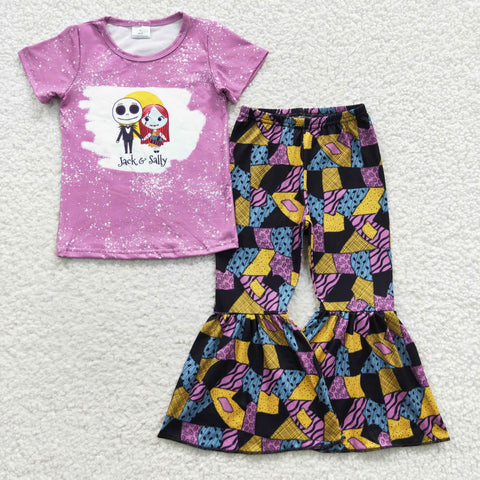 Girl Cartoon Cute People Patchwork Bell Bottom Outfits