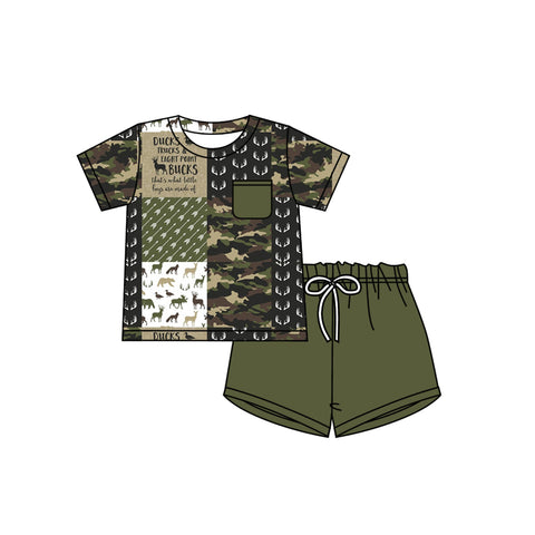 Order Deadline:22th Apr. Split order baby boy clothes camouflage boy summer shorts set