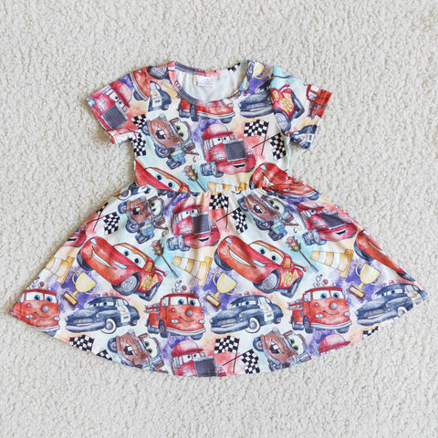 D3-2 Promotion $5.5/set no MOQ RTS car short sleeve girls dress