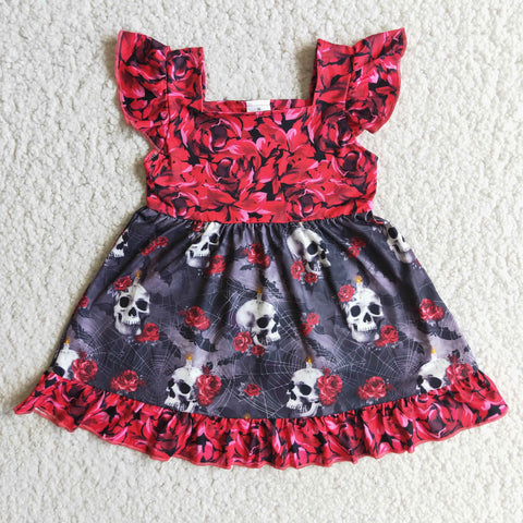 Promotion $5.5/set red Halloween short sleeve girls dress