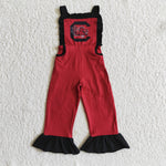 Kids girls red ruffle one-piece jumpsuit