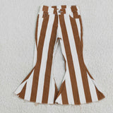 E5-24 Girl Denim Brown Striped Bell Bottom Jeans