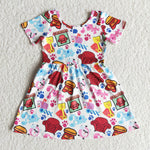 E7-5 Promotion $5.5/set no MOQ RTS cartoon short sleeve girls dress