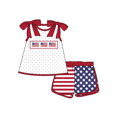 Order Deadline:22th Apr. Split order baby girl clothes 4th of July patriotic girl summer shorts set 2