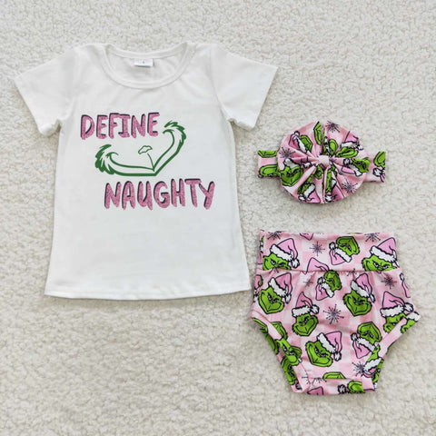 Define naughty toddler baby christmas bummies with bow