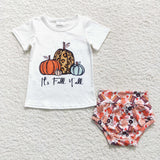 It's fall y'all kids pumpkin bummies set with bow