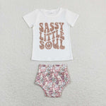 GBO0207 baby girl clothes sassy little soul girl summer bummies set