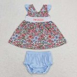 GBO0294  baby girl clothes embroidery I love daddy  toddler girl summer bummies set