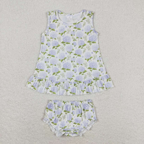 GBO0342 baby girl clothes blue flower  girl summer bummies sets
