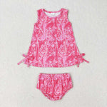 GBO0345 baby girl clothes flamingo girl summer bummies sets