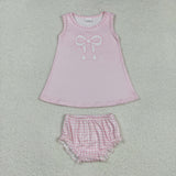 RTS kids matching clothing pink bows print clothing summer clothing-2025.8.25