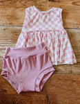 GBO0471 pre-order  toddler girl clothes pink gingham girl summer bummies set-2025.3.23