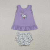 RTS Matching kids clothing embroidery goose print clothing baby girl summer clothing-2026.3.30