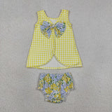 GBO0504  toddler girl clothes flower print girl  summer bummies set