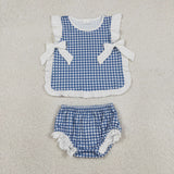 RTS matching clothing  kids gingham print clothing baby 4th of July clothing-2026.6.1