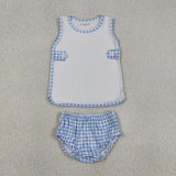 RTS matching clothing  kids gingham print clothing baby 4th of July clothing-2026.6.1
