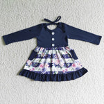 GLD0052 Promotion $5.5/set no MOQ RTS flower long sleeve girls dress