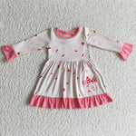 GLD0096 Promotion $5.5/set no MOQ RTS pink long sleeve girls dress