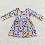 Smiling face fancy girls leoaprd sleeved dress