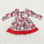 Kids long sleeve red howdy santa dress