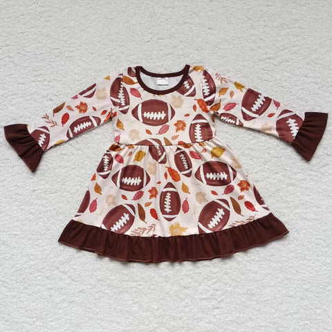 Fall leaves football girl brown dress