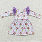 Floral princess purple baby girl flutter sleeved dress