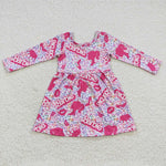 Girl pink cute long sleeve dress