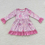 Toddler girl pink barbie leopard dress