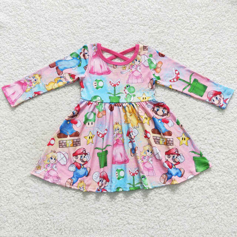 Cartoon peach princess baby girl pink sleeved dress
