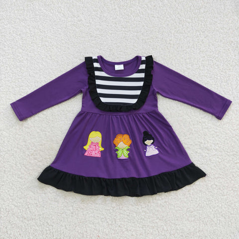 Little girl hocus applique purple dress