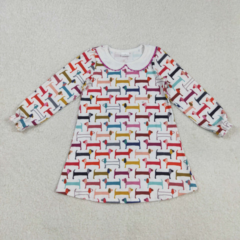 GLD0471 baby girl clothes colorful puppy print girls christmas dress