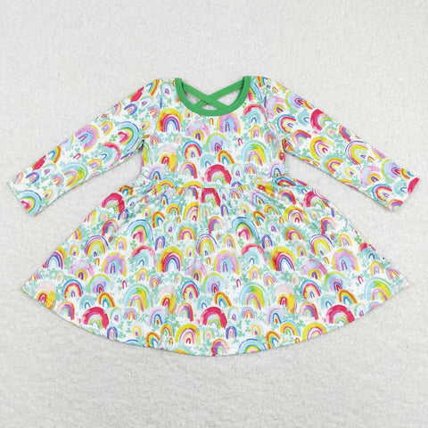BSPO0291 baby girl clothes girl rainbow St. Patrick day winter dress