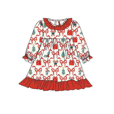 GLD0523 pre-order toddler girl clothes bow tie baby girl christmas winter dress-2024.5.31