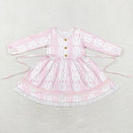 GLD0546   toddler girl clothes pink bow baby girl  winter dress