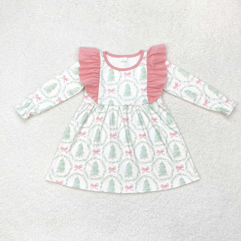 GLD0555 toddler girl clothes tree girl christmas dress