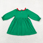 GLD0559   toddler girl clothes embroidery green tree girl christmas smocked dress