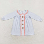 GLD0571    toddler girl clothes embroidery gingerbread man  girl christmas dress