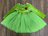 GLD0582 pre-order  toddler girl clothes green heart girl winter christmas dress-2024.6.30