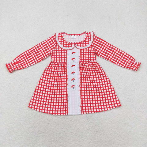 GLD0612   toddler girl clothes embroidery santa girl christmas winter dress