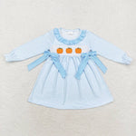 GLD0614  toddler girl clothes embroidery pumpkin girl thanksgiving winter dress