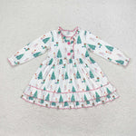 GLD0622     toddler girl clothes tree girl christmas winter dress